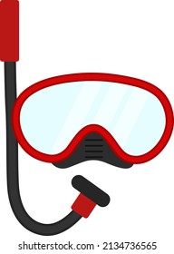 Máscara de buceo, ilustración, vector sobre un fondo blanco.