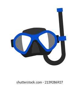 Diving mask isolated on a white background. Diving gear. Scuba mask and snorkel. Things you need on the beach. Vector illustration in flat style.