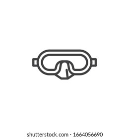 Diving mask line icon. linear style sign for mobile concept and web design. Diving goggles outline vector icon. Symbol, logo illustration. Vector graphics