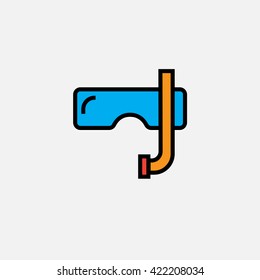 diving mask line icon, outline vector logo illustration, filled color linear pictogram isolated on white
