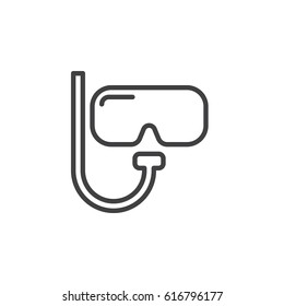 Diving mask line icon, outline vector sign, linear style pictogram isolated on white. Scuba symbol, logo illustration. Editable stroke. Pixel perfect