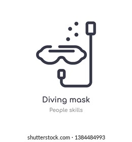 diving mask outline icon. isolated line vector illustration from people skills collection. editable thin stroke diving mask icon on white background