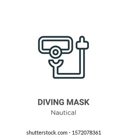 Diving mask outline vector icon. Thin line black diving mask icon, flat vector simple element illustration from editable nautical concept isolated on white background