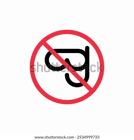 diving with a mask is prohibited icon sign vector