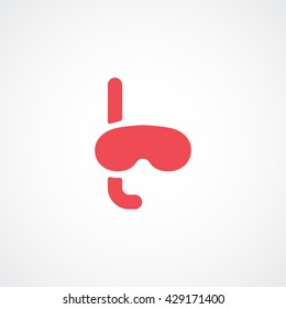 Diving Mask Red Icon On White Background