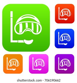 Diving mask set icon in different colors isolated vector illustration. Premium collection