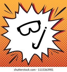 Diving mask sign. Vector. Comics style icon on pop-art background.