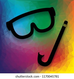 Diving mask sign. Vector. Flat style black icon on white.