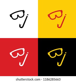 Diving mask sign. Vector. Icons of german flag on corresponding colors as background.