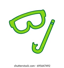 Diving mask sign. Vector. Lemon scribble icon on white background. Isolated