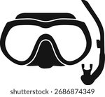 Diving Mask Silhouette, Snorkeling Mask Set, Underwater Scuba Glasses. Vector Illustration Isolated on a white background.