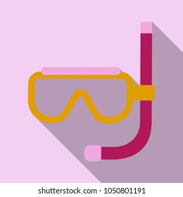 Diving mask with snorkel flat icon, modern vector illustration.