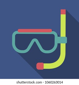Diving mask with snorkel flat icon, modern vector illustration.