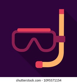 Diving mask with snorkel flat icon, modern vector illustration.