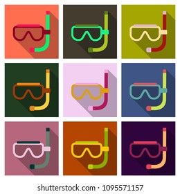 Diving mask with snorkel flat icon, modern vector illustration.