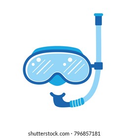 Diving mask and snorkel flat icon isolated