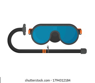 Diving mask with snorkel flat, modern vector illustration