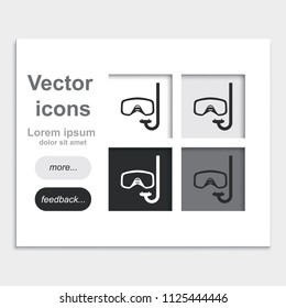 Diving mask with snorkel flat placed on web page template vector icon.