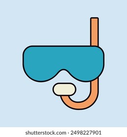 Diving mask with snorkel flat vector isolated icon. Summer sign. Graph symbol for travel and tourism web site and apps design, logo, app, UI