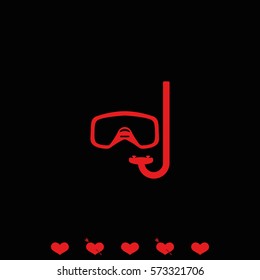 Diving mask with snorkel icon.