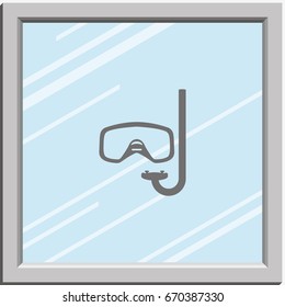 Diving mask with snorkel icon.