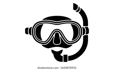 Diving Mask and Snorkel Icon in Black