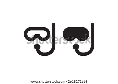 Diving mask and snorkel icon in black Vector