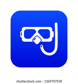 Diving mask snorkel icon blue vector isolated on white background