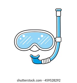 Diving mask and snorkel icon isolated.