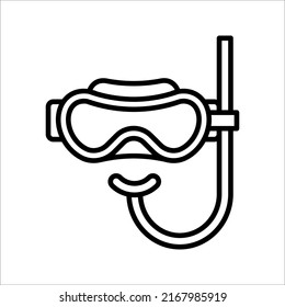 Diving mask and snorkel icon, underwater sport concept, swimming goggles sign on white background. vector illustration