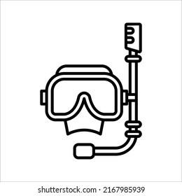 Diving mask and snorkel icon, underwater sport concept, swimming goggles sign on white background. vector illustration