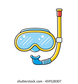 Diving mask and snorkel isolated.