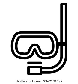 Máscara de buceo e icono de línea de snorkel, concepto de deporte submarino, señalización de gafas de natación en fondo blanco, máscara y tubo para el icono de buceo en forma de contorno para móvil y web. Gráficos vectoriales