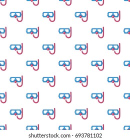 Diving mask and snorkel pattern in cartoon style. Seamless pattern vector illustration