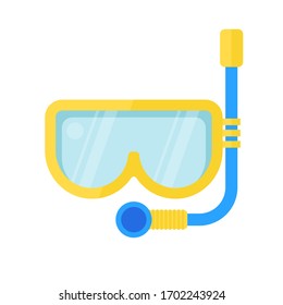 Diving mask with snorkel. Scuba Mask flat design vector illustration.