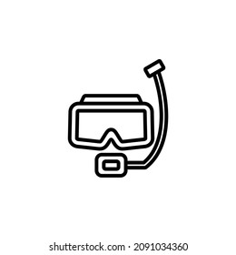 Diving Mask, Snorkel, Swimwear, Snorkelling, Scuba, Diver, Goggles Line Icon, Vector, Illustration, Logo Template. Suitable For Many Purposes.