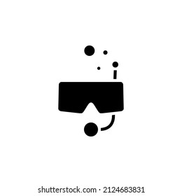 Diving Mask, Snorkel, Swimwear, Snorkelling Solid Icon Design Concept For Web And UI, Simple Icon Suitable for Any Purposes.