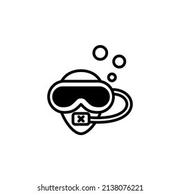 Diving Mask, Snorkel, Swimwear, Snorkelling Solid Line Icon Vector Illustration Logo Template. Suitable For Many Purposes.