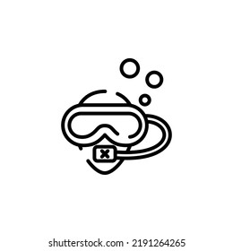 Diving Mask, Snorkel, Swimwear, Snorkelling, Scuba, Diver, Goggles Dotted Line Icon Vector Illustration Logo Template. Suitable For Many Purposes.