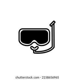 Diving Mask, Snorkel, Swimwear Solid Line Icon Vector Illustration Logo Template. Suitable For Many Purposes.