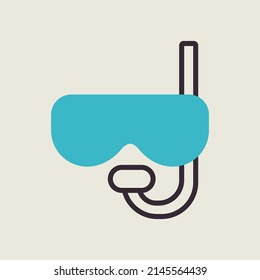 Diving mask with snorkel vector icon. Summer sign. Graph symbol for travel and tourism web site and apps design, logo, app, UI