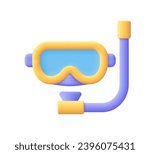 Diving Mask. Diving and snorkeling concept. 3d vector icon. Cartoon minimal style.