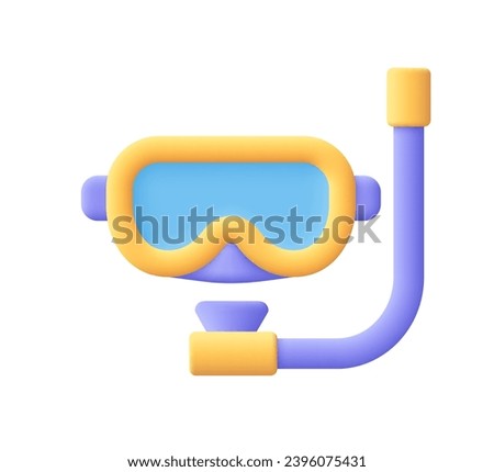Diving Mask. Diving and snorkeling concept. 3d vector icon. Cartoon minimal style.