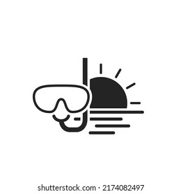 diving mask and sunset. sea vacation symbol. isolated vector image for tourism design