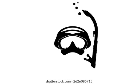 diving mask symbol, black isolated silhouette scuba