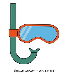 Diving mask and tube, icon. Modern flat design style illustration. Isolated on white background. Vector illustration