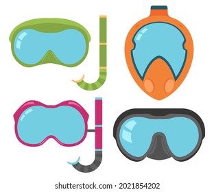 Diving Mask Vector Cartoon Set Isolated Stock Vector (Royalty Free ...