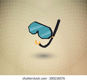 diving mask vector flat icon on abstract background