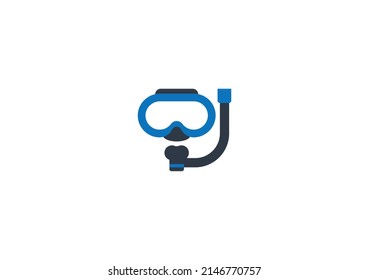 Vector De Máscara De Buceo Emoticon Aislado. Icono de máscara de buceo