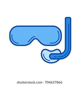 Diving mask vector line icon isolated on white background. Diving mask line icon for infographic, website or app. Blue icon designed on a grid system.